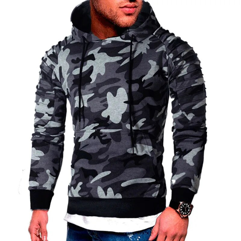 Pavasario rudens gobtuvas Vyriški megztiniai kamufliažiniai spaudiniai Vyriški megztiniai Laisvalaikio ilgomis rankovėmis megztiniai su gobtuvu Megztiniai su gobtuvu sportinis kostiumas