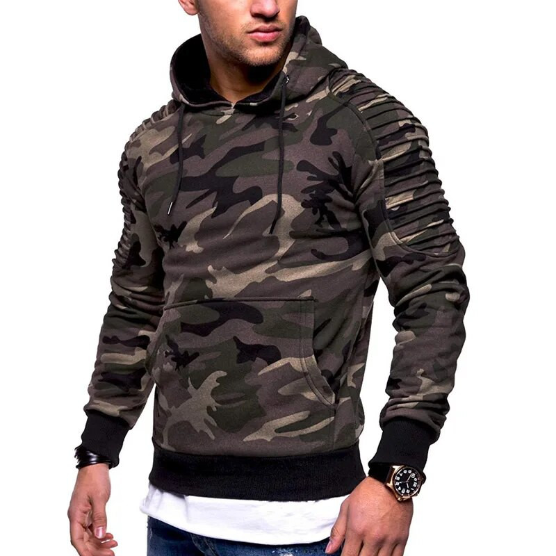 Pavasario rudens gobtuvas Vyriški megztiniai kamufliažiniai spaudiniai Vyriški megztiniai Laisvalaikio ilgomis rankovėmis megztiniai su gobtuvu Megztiniai su gobtuvu sportinis kostiumas