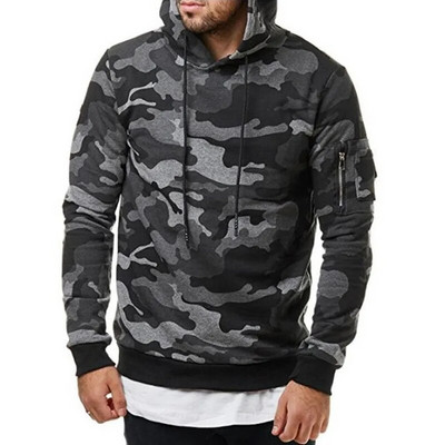 Νέα ανδρικά φούτερ Φθινόπωρο Χειμερινό Στρατιωτικό Καμουφλάζ Streetwear Hoodie Ανδρικό φούτερ Casual Slim Fit Φούτερ πουλόβερ με κουκούλα
