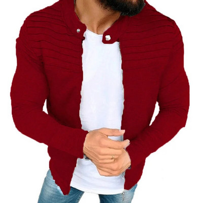 Rudens, žiema, naujas megztinis su užtrauktuku Vyriškas džemperis, dryžuotas klostuotas kratinys, laisvalaikis Slim Fit megztiniai Striukė Vyriškas plius dydis M-3XL