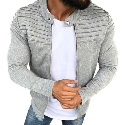 Rudens, žiema, naujas megztinis su užtrauktuku Vyriškas džemperis, dryžuotas klostuotas kratinys, laisvalaikis Slim Fit megztiniai Striukė Vyriškas plius dydis M-3XL