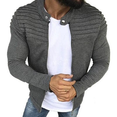 Rudens, žiema, naujas megztinis su užtrauktuku Vyriškas džemperis, dryžuotas klostuotas kratinys, laisvalaikis Slim Fit megztiniai Striukė Vyriškas plius dydis M-3XL