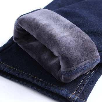 Χειμώνας 2023 Νέο Ανδρικό ζεστό τζιν τζιν επαγγελματικό μόδας Παχύ τζιν Παντελόνι Fleece Stretch Μάρκα παντελόνι μαύρο μπλε