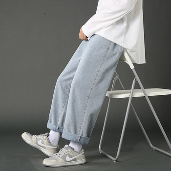 2023 New Street Casual Baggy Jeans Ανδρική Κορεάτικη μόδα Hip Hop ίσιο φαρδύ παντελόνι Ζευγάρι τζιν παντελόνι μαύρο ανοιχτό μπλε