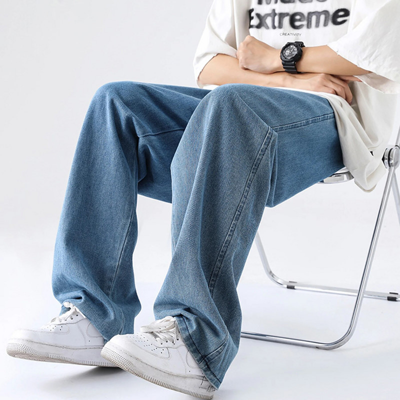 Τα εφηβικά τζιν M-5XL φαίνονται λεπτά και χαλαρά, καθημερινά και ευέλικτα αθλητικά παντελόνια, μοντέρνα τζιν με ίσιο πόδι