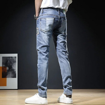 Ανδρικά κομψά τζιν παντελόνια 2023 Λεπτά ίσια ξεφτισμένα τζιν Ρούχα ανδρικά Νέα μόδα στενά παντελόνια ρούχα Pantalones Hombre