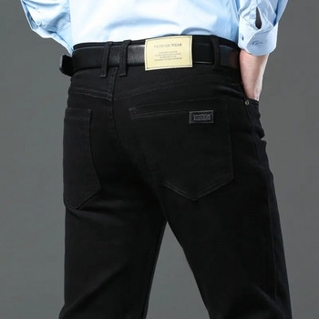 Класически стил 3 цвята Есенни мъжки тънки кафяви дънки Висококачествени бизнес ежедневни високоеластични дънкови панталони Мъжки маркови панталони
