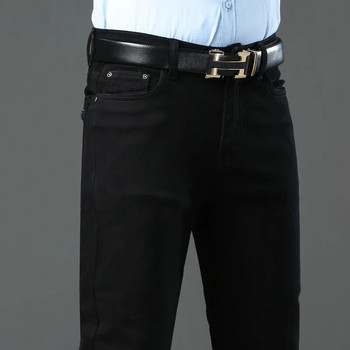 Κλασικό στυλ 3 χρωμάτων Φθινοπωρινό ανδρικό λεπτό καφέ τζιν Υψηλής ποιότητας Business casual τζιν παντελόνι με ψηλό τέντωμα Αντρικό παντελόνι μάρκας