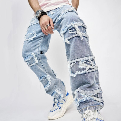 Streetwise Stretch Patch teksad meestele Altpoolt kottis meesterõivad Suvised soliidsed uusmoodsed keskmise vöökohaga pikad püksid meestele