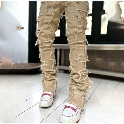 Streetwise Stretch Patch teksad meestele Altpoolt kottis meesterõivad Suvised soliidsed uusmoodsed keskmise vöökohaga pikad püksid meestele