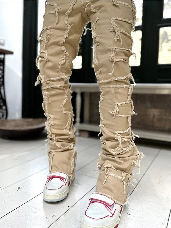 Streetwise Stretch Patch teksad meestele Altpoolt kottis meesterõivad Suvised soliidsed uusmoodsed keskmise vöökohaga pikad püksid meestele