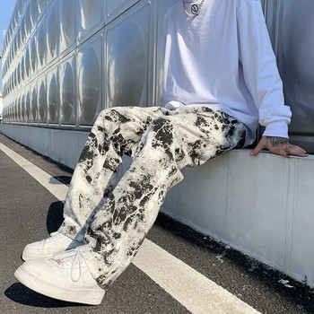 Ανδρικά τζιν με στάμπα μόδας Άνοιξη 2023 Παντελόνι σφουγγαρίσματος Τζιν Κορεάτικο στυλ High Street Loose Hip Hop Φαρδύ τζιν παντελόνι