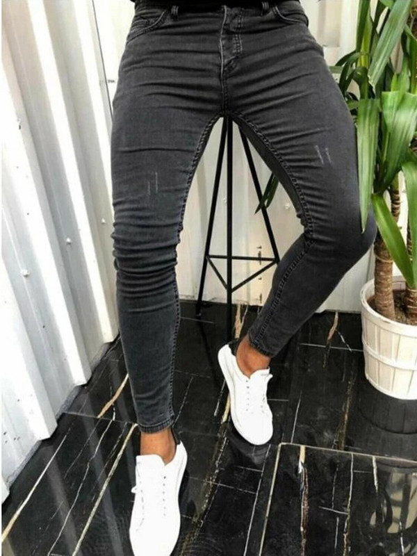 Meeste mood säärised Teksad ühevärvilised vaba aja spordialad elastsed puuvillased püksid 2024 kevad ja sügis Kvaliteetsed meesterõivad