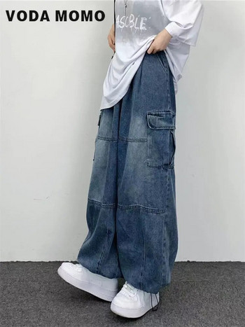 2022 Есен Harajuku Fashion ретро High Street хип-хоп панталони Прави широки панталони Дамски ежедневни свободни големи джобове Карго дънки