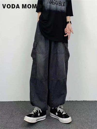 Toamna 2022, Harajuku, moda retro, pantaloni hiphop, pantaloni drepti, pantaloni largi, ocazional, largi, buzunare mari, blugi cargo