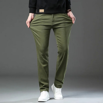 Φθινοπωρινό νέο ανδρικό λεπτό τζιν, μοντέρνο και ευέλικτο τζιν παντελόνι από μαλακό ύφασμα Army Green Coffee, ανδρικό παντελόνι