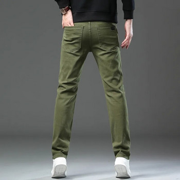Φθινοπωρινό νέο ανδρικό λεπτό τζιν, μοντέρνο και ευέλικτο τζιν παντελόνι από μαλακό ύφασμα Army Green Coffee, ανδρικό παντελόνι