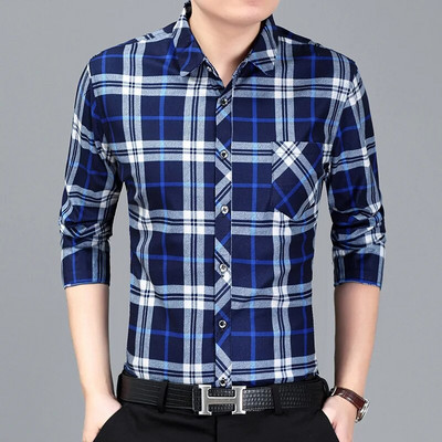 SHiONFA rudens pavasario vyriški drabužiai ploni ilgomis rankovėmis laisvalaikio marškiniai Slim Fit languoti skalbimo ir dėvėjimo marškiniai Azijos dydis