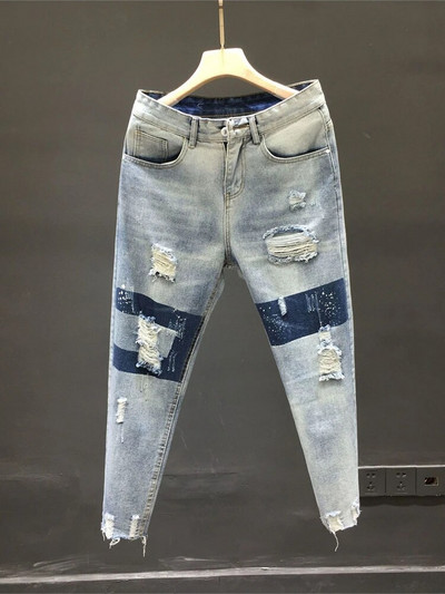 Holes Džinsai Vyriški ir Moteriški 2022 m. vasara Aukšto juosmens plonos spalvos laisvi tiesūs džinsiniai kelnės iki kulkšnies Haremo kelnės Vyriški ir moteriški džinsai