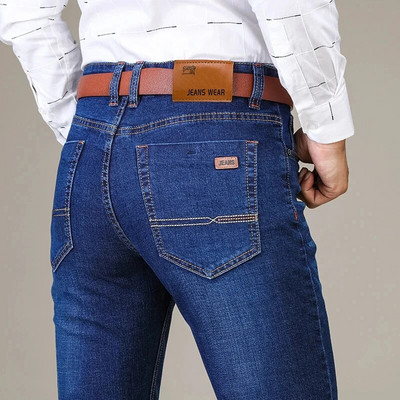 Blugi elastici de brand pentru bărbați 2023 New Business Casual Pantaloni de denim slim Fit Pantaloni negri albaștri Blugi pentru bărbați