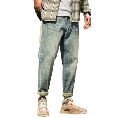 KSTUN teksad meestele kottis püksid lahtised haaremipüksid vintage riided meeste mood taskud lapikujulised suured püksid, 42