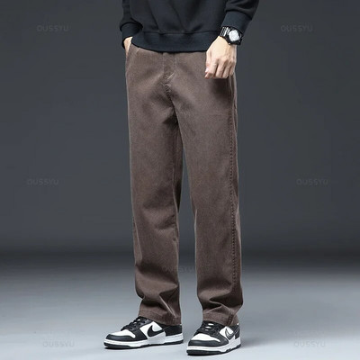 Νέο αναβαθμισμένο ανδρικό τζιν από ύφασμα Lyocell Loose ίσια χειμερινή ελαστική μέση παντελόνι καθημερινό τζιν Παντελόνι ανδρικό χοντρό μεγάλο μέγεθος 5XL