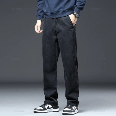 Νέο αναβαθμισμένο ανδρικό τζιν από ύφασμα Lyocell Loose ίσια χειμερινή ελαστική μέση παντελόνι καθημερινό τζιν Παντελόνι ανδρικό χοντρό μεγάλο μέγεθος 5XL