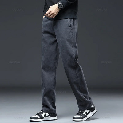 Νέο αναβαθμισμένο ανδρικό τζιν από ύφασμα Lyocell Loose ίσια χειμερινή ελαστική μέση παντελόνι καθημερινό τζιν Παντελόνι ανδρικό χοντρό μεγάλο μέγεθος 5XL