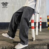 Prekės ženklo vyriški džinsai Korėjietiškos versijos studentiškos laisvalaikio kelnės High Street tiesios laisvos plačios džinsai Juodi pilkai mėlyni maišeliai džinsai