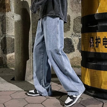 Επώνυμα ανδρικά τζιν Κορεάτικη έκδοση Student casual παντελόνι High Street Straight Loose Wide Leg Jeans Μαύρο γκρι μπλε φαρδύ τζιν