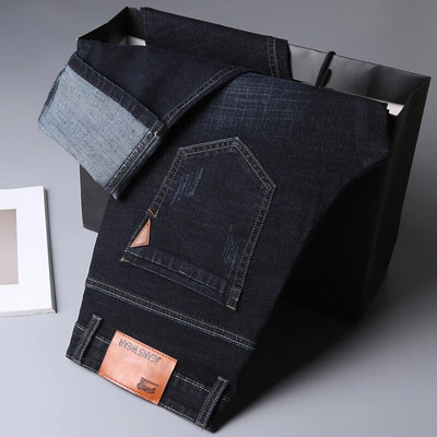 Vyriški pavasario didelio dydžio verslo laisvalaikio džinsai rudens mados laisvos, tiesios kelnės Aukštos kokybės prekės ženklo džinsai kelnės Vyrai