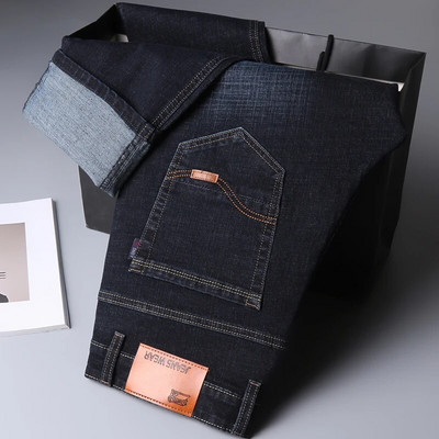 Vyriški pavasario didelio dydžio verslo laisvalaikio džinsai rudens mados laisvos, tiesios kelnės Aukštos kokybės prekės ženklo džinsai kelnės Vyrai