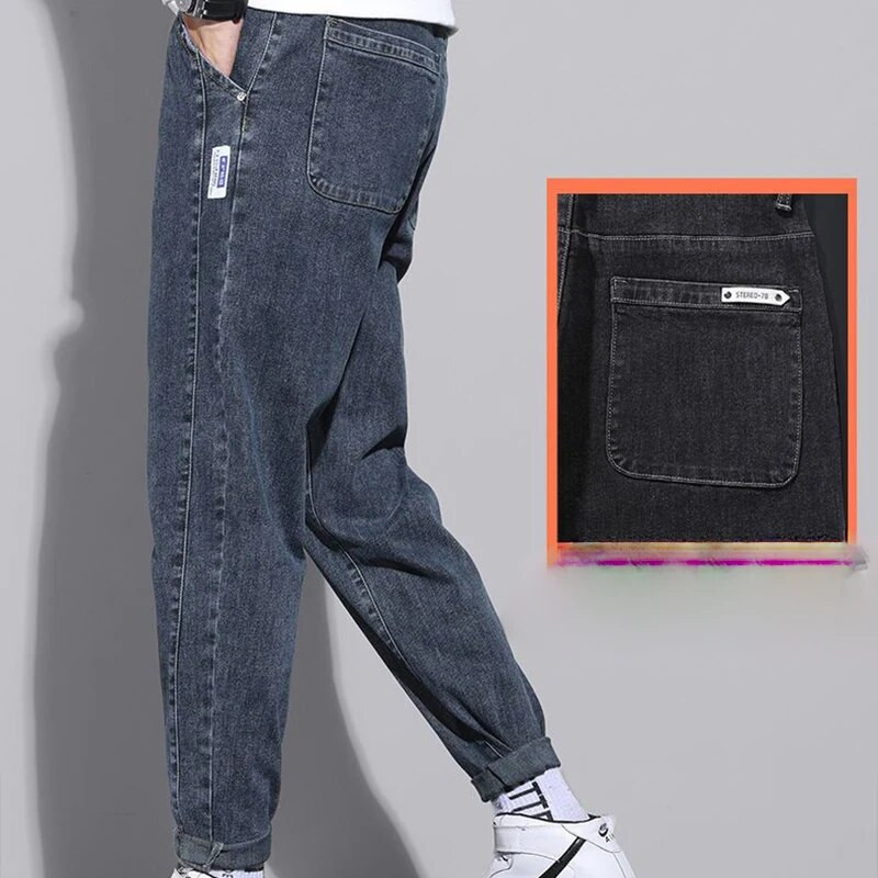 Ανοιξιάτικο φθινόπωρο Y2K Κορεάτικο Vintage Harajuku Jeans Ανδρικά Ρούχα Φαρδιά casual Παντελόνια Stretch κολάν τάση Παντελόνι All Match