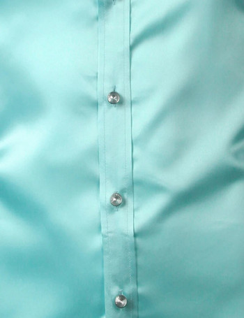 Ροζ μεταξωτό σατέν πουκάμισο ανδρικό 2017 Μόδα μακρυμάνικο ανδρικό slim πουκάμισο σμόκιν Casual, γυαλιστερό, μεταξωτό πουκάμισο με κουμπιά