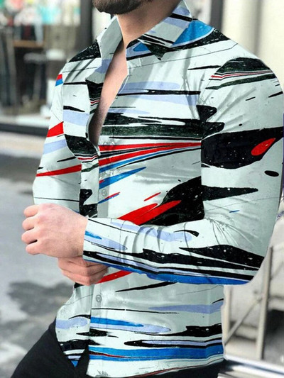 Μόδα Πολυτελή Social Ανδρικά πουκάμισα πουκάμισα με κουμπιά με γιακά με κουμπιά casual λουλούδια με μακρυμάνικο μπλουζάκια Ανδρικά ρούχα Ζακέτα χορού