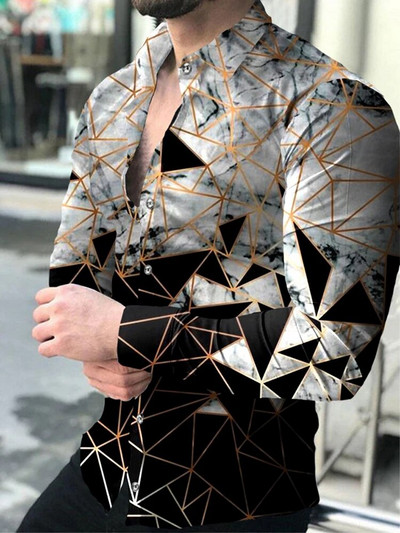 Μόδα Πολυτελή Social Ανδρικά πουκάμισα πουκάμισα με κουμπιά με γιακά με κουμπιά casual λουλούδια με μακρυμάνικο μπλουζάκια Ανδρικά ρούχα Ζακέτα χορού