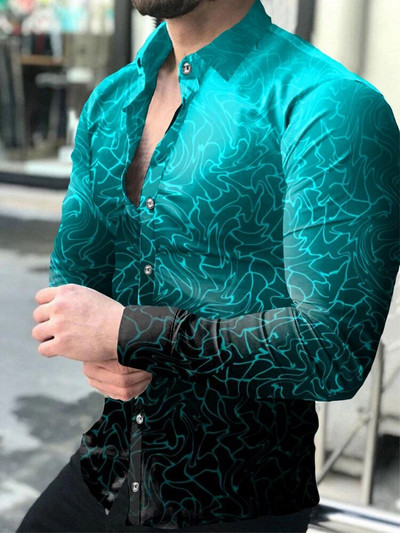 Μόδα Πολυτελή Social Ανδρικά πουκάμισα πουκάμισα με κουμπιά με γιακά με κουμπιά casual λουλούδια με μακρυμάνικο μπλουζάκια Ανδρικά ρούχα Ζακέτα χορού