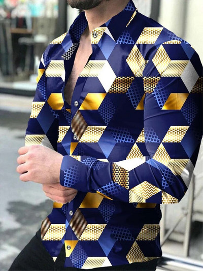 Μόδα Πολυτελή Social Ανδρικά πουκάμισα πουκάμισα με κουμπιά με γιακά με κουμπιά casual λουλούδια με μακρυμάνικο μπλουζάκια Ανδρικά ρούχα Ζακέτα χορού