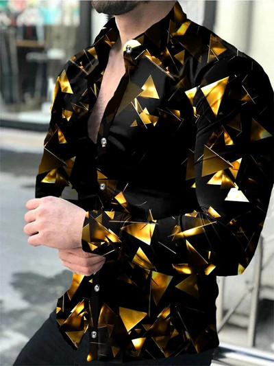 Μόδα Πολυτελή Social Ανδρικά πουκάμισα πουκάμισα με κουμπιά με γιακά με κουμπιά casual λουλούδια με μακρυμάνικο μπλουζάκια Ανδρικά ρούχα Ζακέτα χορού