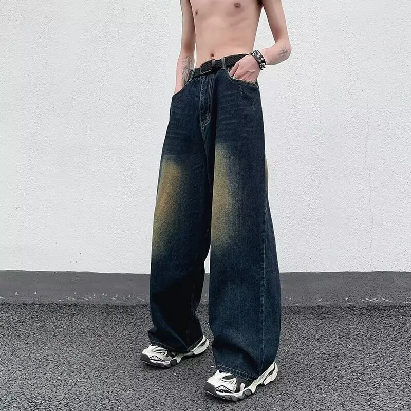 Ανδρικό τζιν Κορεατική έκδοση Student Handsome Casual Παντελόνι High Street Straight Loose Wide Leg Jeans Vintage Μπλε φαρδύ τζιν