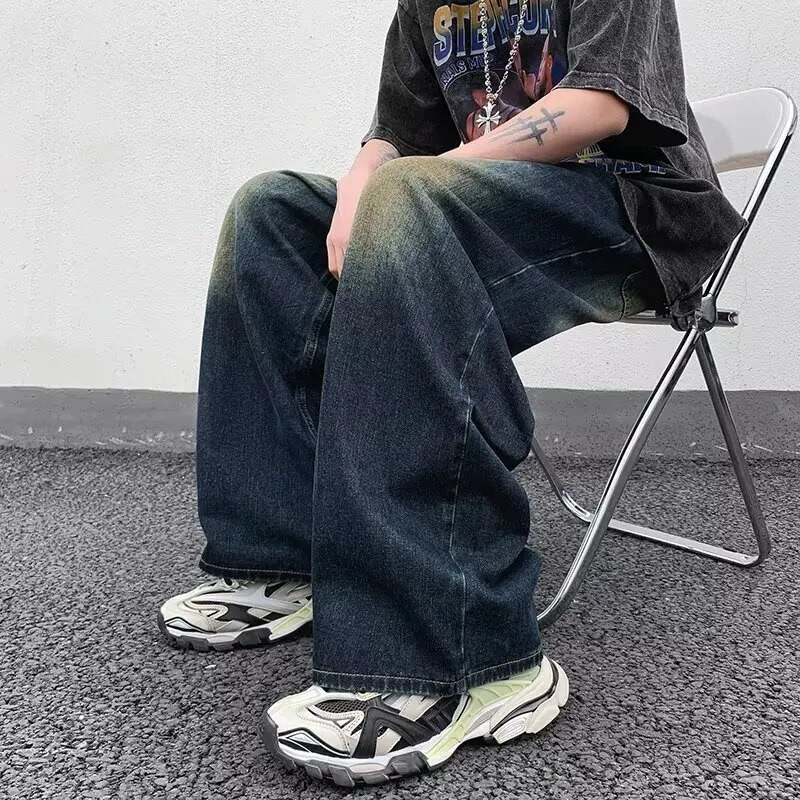 Ανδρικό τζιν Κορεατική έκδοση Student Handsome Casual Παντελόνι High Street Straight Loose Wide Leg Jeans Vintage Μπλε φαρδύ τζιν