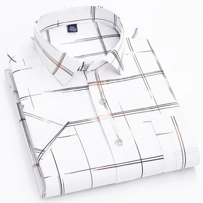 Nauji madingi marškinėliai Vyriški vasariniai trumpomis rankovėmis Šilkiniai laisvalaikio marškiniai Vyriški Slim Fit Prabangūs Verslo Suknelės Marškiniai Plaidi Drop Shipping