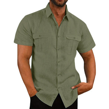 2023Νέο ανδρικό μπλουζάκι Casual Βαμβακερό λινό πουκάμισο φαρδύ μπλουζάκι κοντομάνικο μπλουζάκι καλοκαιρινό Casual όμορφο ανδρικό πουκάμισο Ανδρικό μπλουζάκι