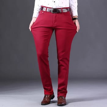 Κλασικό στυλ Ανδρικό κρασί Κόκκινο Τζιν Μόδα Business Casual ίσιο τζιν Stretch παντελόνι Αντρικό παντελόνι μάρκας