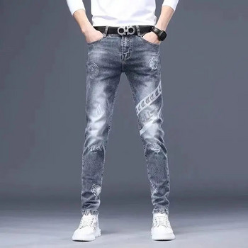 Νέα ανοιξιάτικα φθινοπωρινά πλυμένα επώνυμα ρούχα Boyfriend Black FASHION Κορεατικά Vintage Cargo Slim Stretch Κέντημα Τζιν παντελόνι