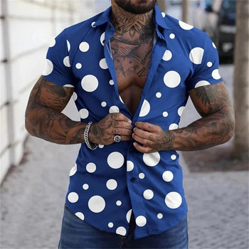 Мъжка луксозна риза Социална вечерна риза Лятна къса ултратънка риза 2023 с копчета с ревер Модна риза Мъжко дизайнерско облекло
