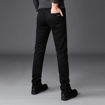 2023 г. Нови мъжки черни тънки дънки Класически стил Бизнес мода Усъвършенствани еластични дънкови панталони Мъжки маркови дънкови панталони