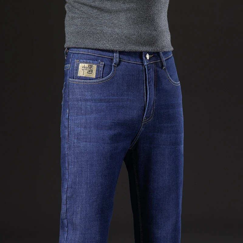 Κλασικό ανδρικό business casual τζιν βελούδο 2023 Νέο χειμερινό κινέζικο κέντημα ίσιο χαλαρό ζεστό και άνετο χοντρό παντελόνι