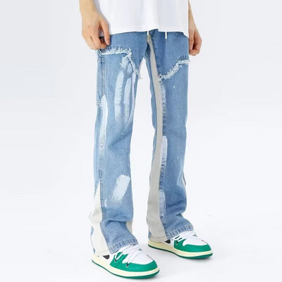 2023 Kanye Y2K Streetwear Baggy Flare Jeans Cargo Pants Men Clothing Drawstring Sweatpants Мъжки дънкови панталони Pantalon Homme