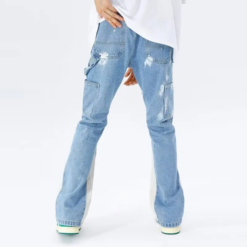 2023 Kanye Y2K Streetwear Baggy Flare Jeans Cargo Παντελόνι Ανδρικά Ρούχα Φούτερ με κορδόνια Ανδρικό τζιν παντελόνι Pantalon Homme